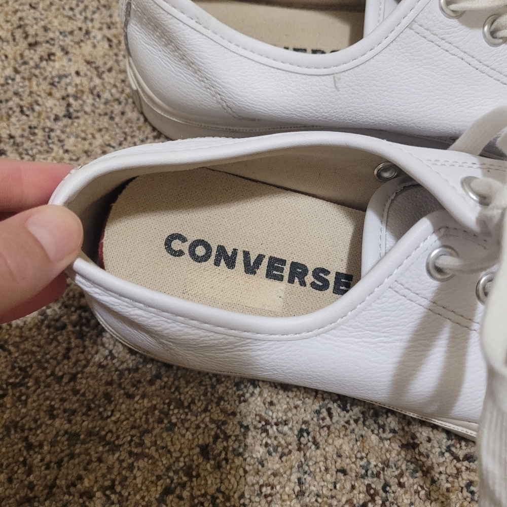 Converse Jack Purcell Leather White Sneakers Womens 8.5 - Picture 2 of 4